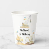 Baustumpf Truck Digger Geburtstag Pappbecher (Rückseite)