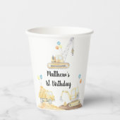 Baustumpf Truck Digger Geburtstag Pappbecher (Vorderseite)