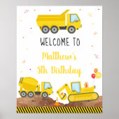 Baustumpf Truck Digger Geburtstag Willkommen Poster (Vorne)