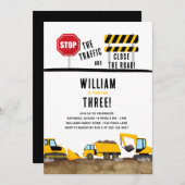 Baustumpf Truck Digger Geburtstagspartei Einladung (Vorne/Hinten)