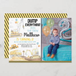 Baustumpf Truck Digger Zweiten Geburtstag Einladung