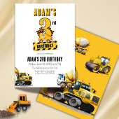 Baustumpf Truck Dritte Geburtstagspartei Einladung