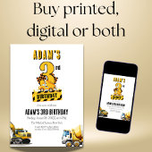 Baustumpf Truck Dritte Geburtstagspartei Einladung