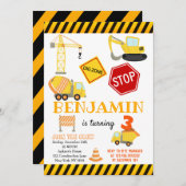 Baustumpf Truck Geburtstag Einladung (Vorne/Hinten)