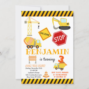 Baustumpf Truck Geburtstag Einladung