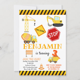 Baustumpf Truck Geburtstag Einladung