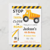 Baustumpf Truck Geburtstagsfeier Einladung (Vorderseite)