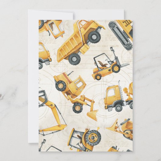 Baustumpf Truck Geburtstagspartei Einladung (Rückseite)