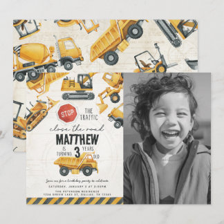 Baustumpf Truck Geburtstagspartei Einladung