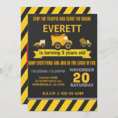 Baustumpf Truck Geburtstagsparty Einladung (Vorne/Hinten)