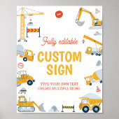 Baustumpf Truck Geburtstagsparty Tafelzeichen Poster (Vorne)