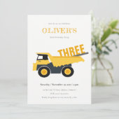 Baustumpf Truck jedes Alter Geburtstag Einladung (Stehend Vorderseite)