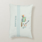 Baustumpf Truck Soft Blue Green Boy Name Dekokissen (Rückseite(Vertikal))
