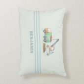 Baustumpf Truck Soft Blue Green Boy Name Dekokissen (Vorderseite(Vertikal))