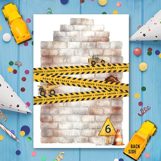 Baustumpf Trucks 6th Boy Birthday Party Einladung