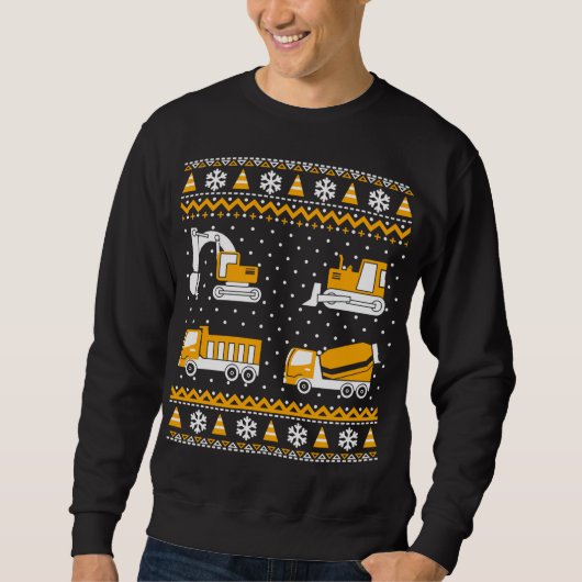 Baustumpf Trucks Bulldozer Ugly Weihnachten Sweatshirt (Vorderseite)