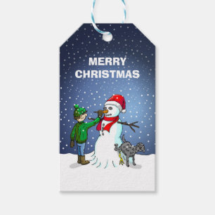 Baut einen schönen Schneemann Geschenkanhänger