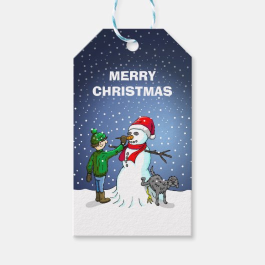 Baut einen schönen Schneemann Geschenkanhänger (Vorderseite)