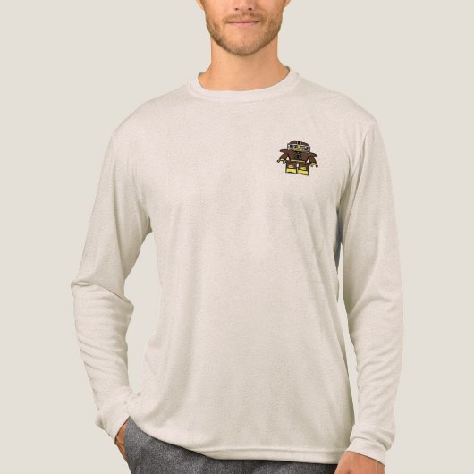 Baut für das Links T-Shirt dieses Mannes Tri-Blend Shirt (Vorderseite)