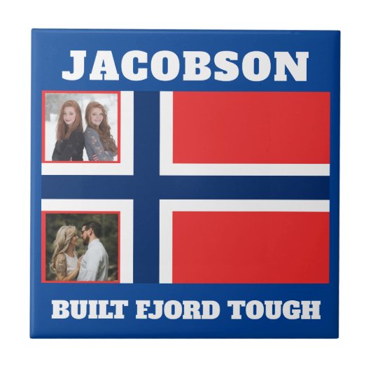 "Baute Fjord Tough" und norwegische Flagge Fliese (Vorderseite)