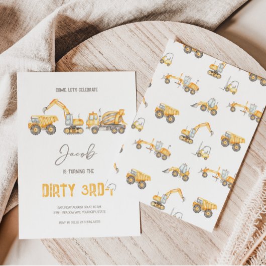 Bauthema 3. Geburtstag Einladung