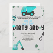 Bauthema 3. Geburtstag Einladung Art 3 (Vorne/Hinten)