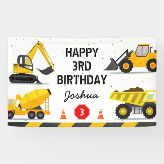 Bauthema Dump Truck Kindergeburtstag Party Banner (Horizontal)