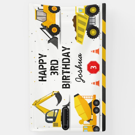 Bauthema Dump Truck Kindergeburtstag Party Banner (Vertikal)