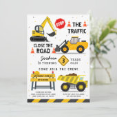 Bauthema Dump Truck Kindergeburtstag Party Einladung (Stehend Vorderseite)