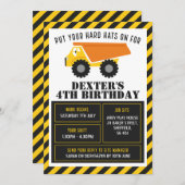 Bauthema Geburtstagsfeier Einladung (Vorne/Hinten)