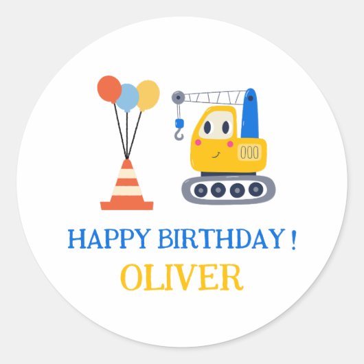 Bauthema Geburtstagsgeschenk Runder Aufkleber (Vorderseite)