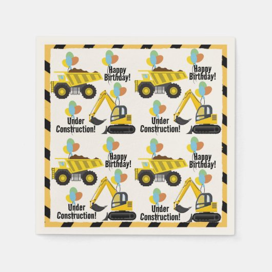 Bauthema Geburtstagspapier Napkins Serviette (Vorderseite)