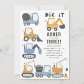 Bauthema Geburtstagsparty Einladung (Vorderseite)