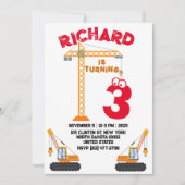 Bauthema Kindergeburt Einladung (Vorderseite)