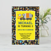 Bauthema Kindergeburt Einladung (Stehend Vorderseite)