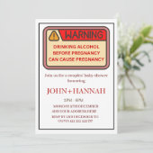 Bauthema Paare Funny Co-ed Baby Dusche Einladung (Stehend Vorderseite)