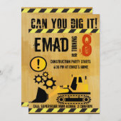 Bauthema Party Einladung (Vorne/Hinten)