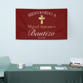 Bautismo de Bebé Borgoña Dorado Bienvenido Banner (Messeveranstaltung)