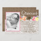 Bautismo Taufe danken Ihnen für Mädchen auf Dankeskarte (Vorne/Hinten)