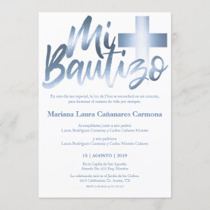 Bautizo Baptism Spanish Language Imitats GOLD Einladung