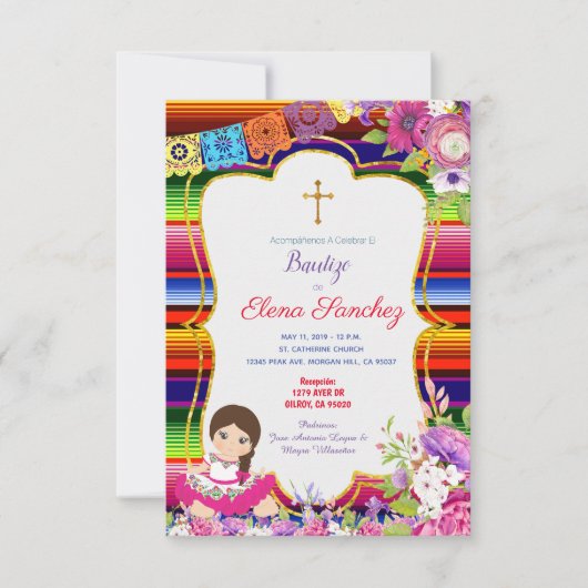 Bautizo Baptisse Spanische Sprache Einladung (Vorderseite)