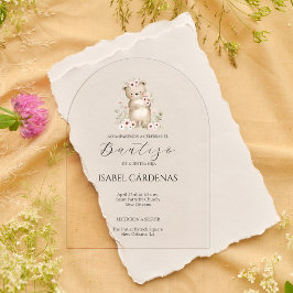 Bautizo de Niña Niedlicher Bär in spanischer Wasse Acryleinladungen