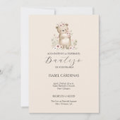 Bautizo de Niña Niedlicher Bär in spanischer Wasse Einladung (Vorderseite)