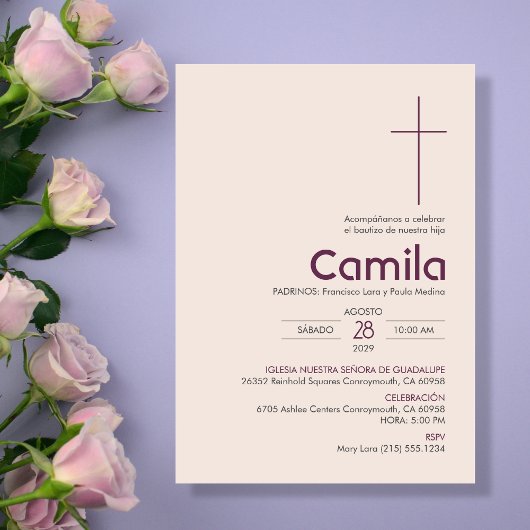 Bautizo Einladung Elegante Minimalistische Taufe