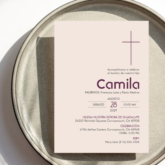 Bautizo Einladung Elegante Minimalistische Taufe