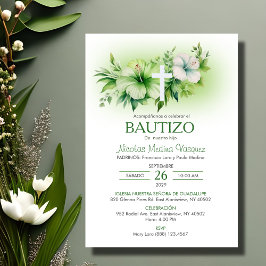 Bautizo Einladung Elegante weiße Blume Taufe