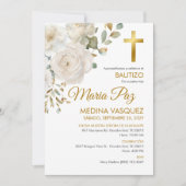 Bautizo Einladung Elegante weiße Blume Taufe (Vorderseite)