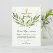 Bautizo Einladung Grüne Religiöse Taufe (Stehend Vorderseite)