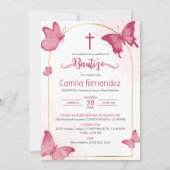 Bautizo Einladung in Spanisch Taufe Butterflies (Vorderseite)