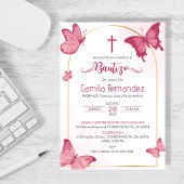 Bautizo Einladung in Spanisch Taufe Butterflies